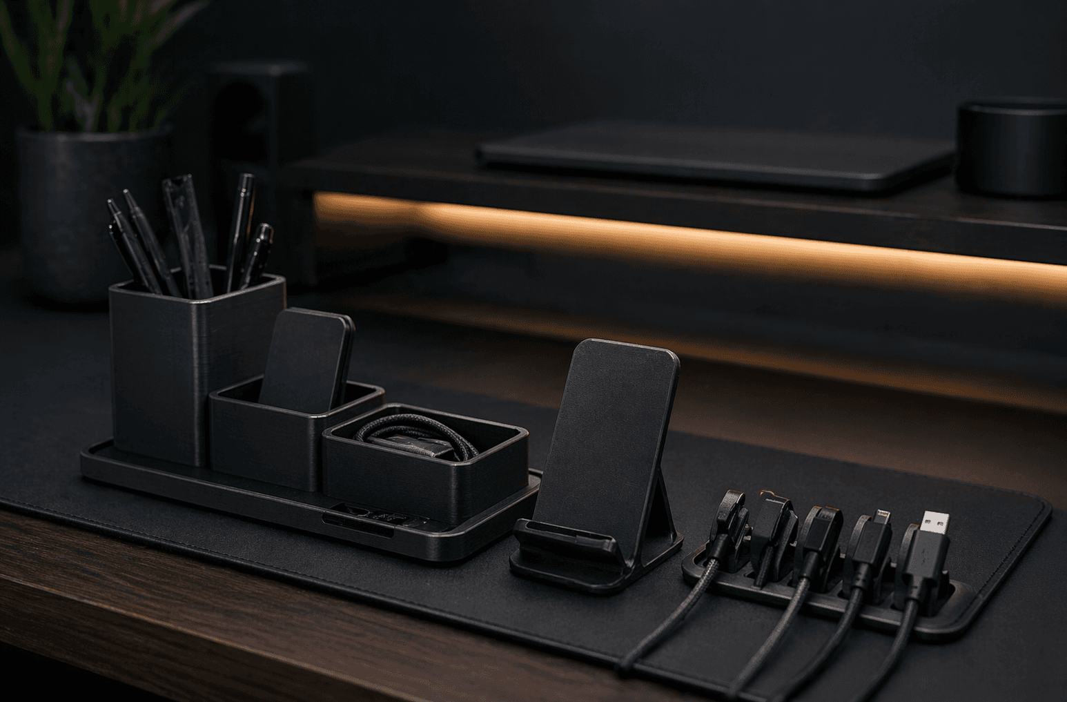 Desk systems category image showing modular desk organizers, cable management, and device stands.
